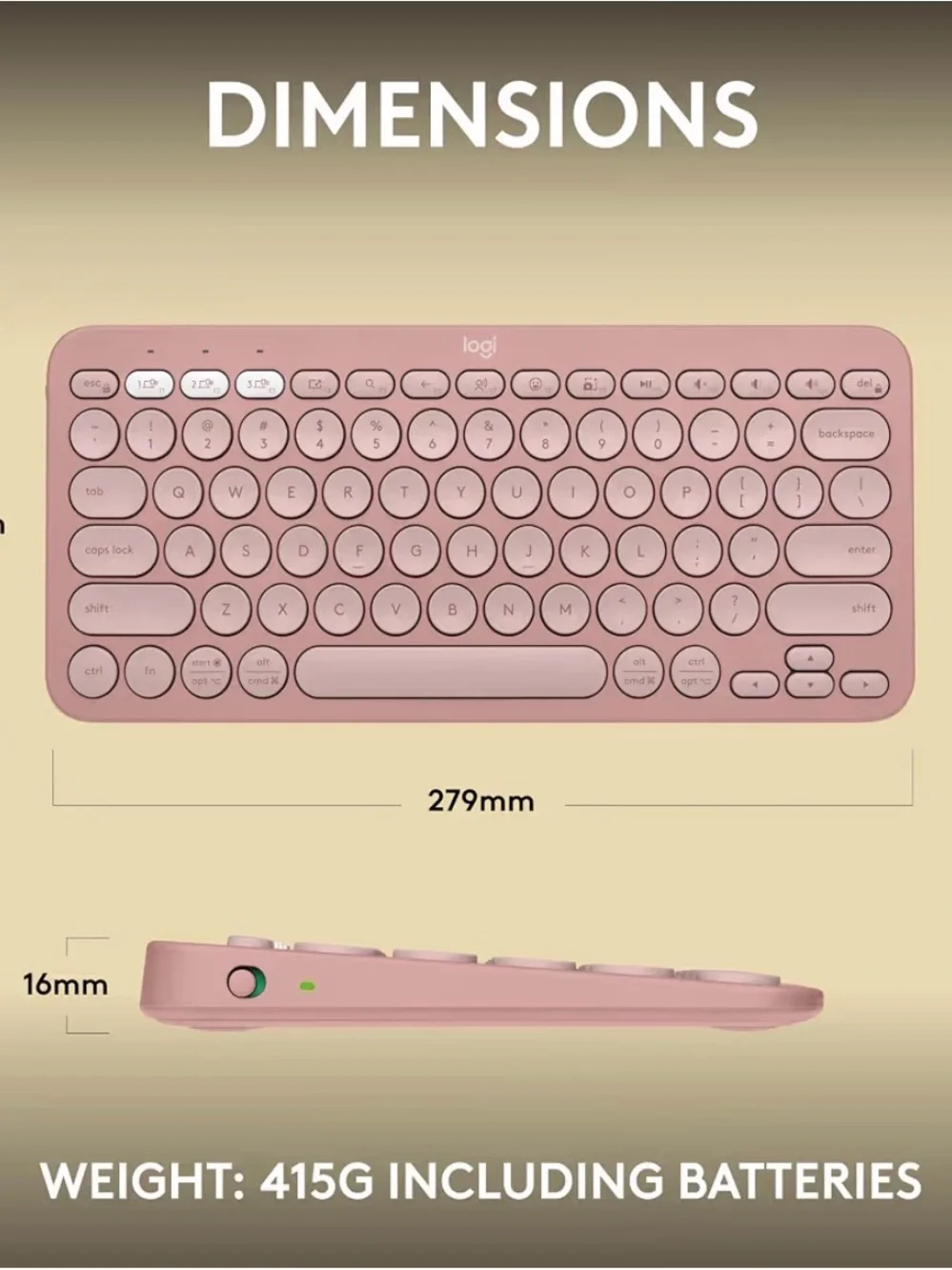 Logi Rose Pink Wireless Keyboard